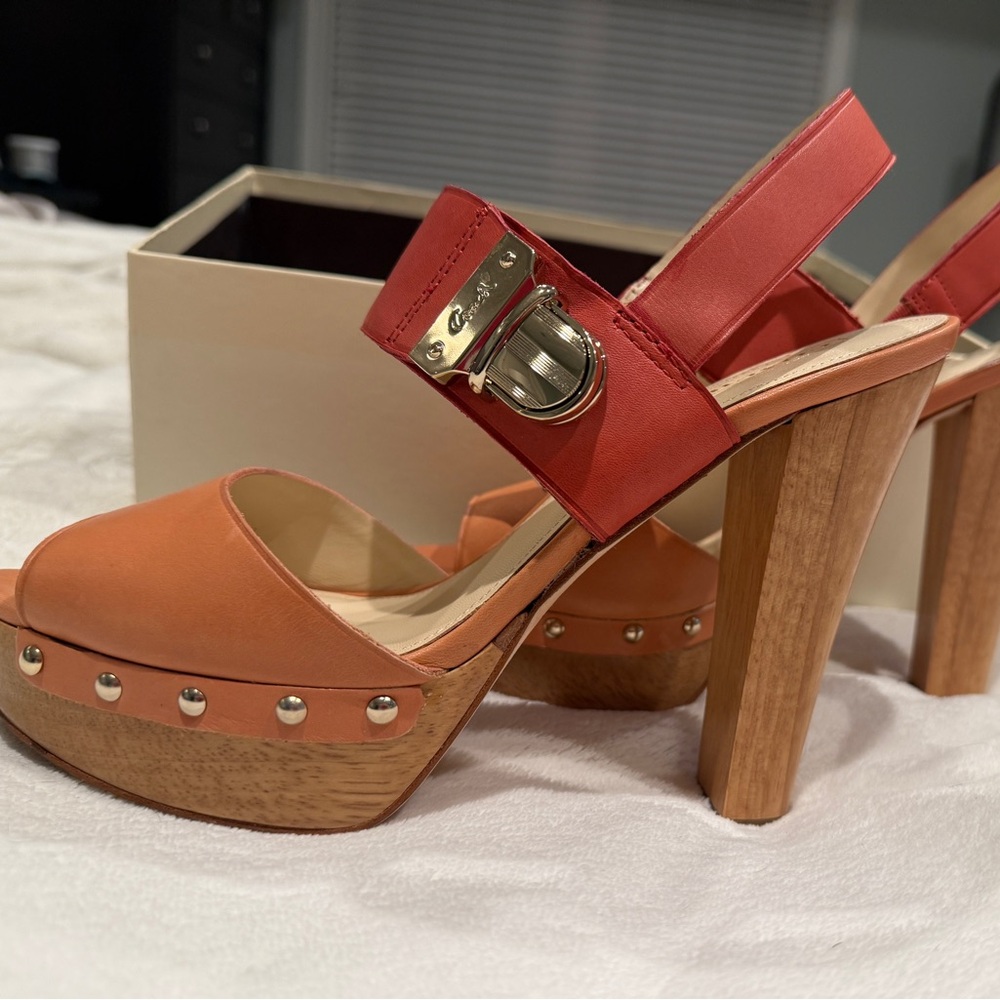 Two tone pink Coach sandals